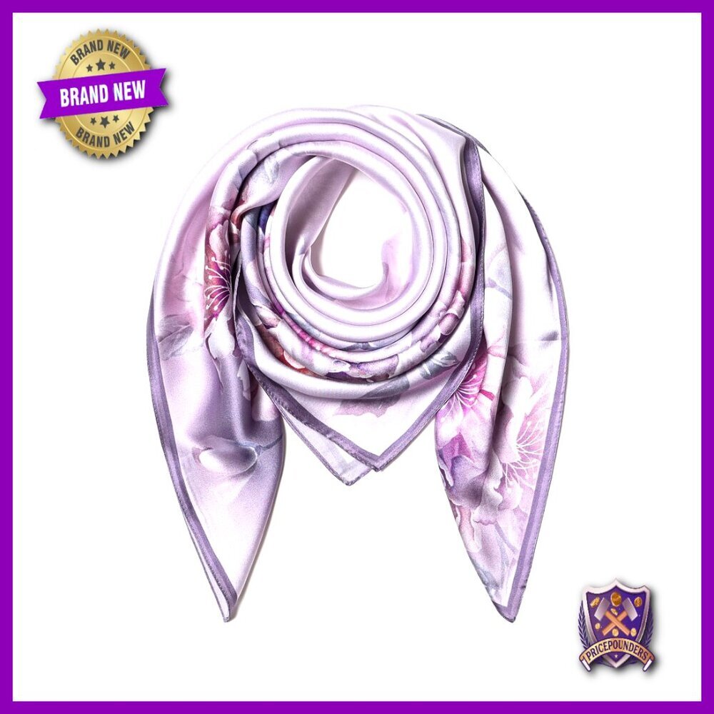 Large Square Silk Scarf 35" Mulberry Shawl Head Wrap Lightweight
